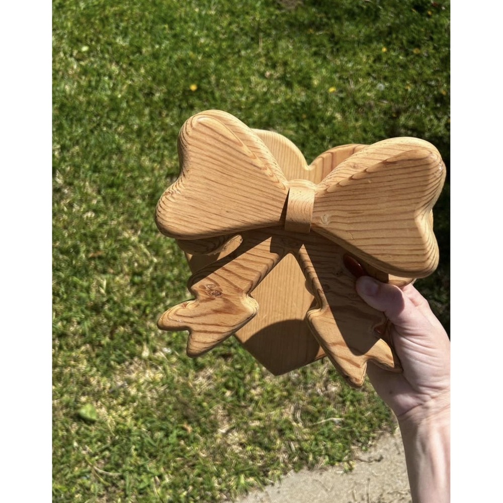Vintage Wooden Bow Wall  Decoration Quilt Blanket Holder Hanger Rack Unfinished